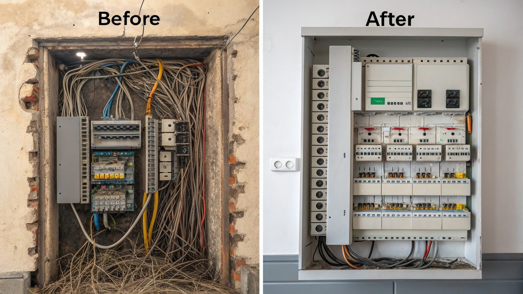 Avant après mise aux normes électrique DR MULTISERVICES Maroc
